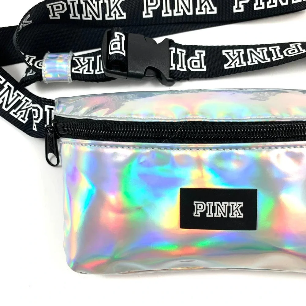 VICTORIA'S SECRET PINK iridescent holographic silver fanny pack - Picture 2 of 6